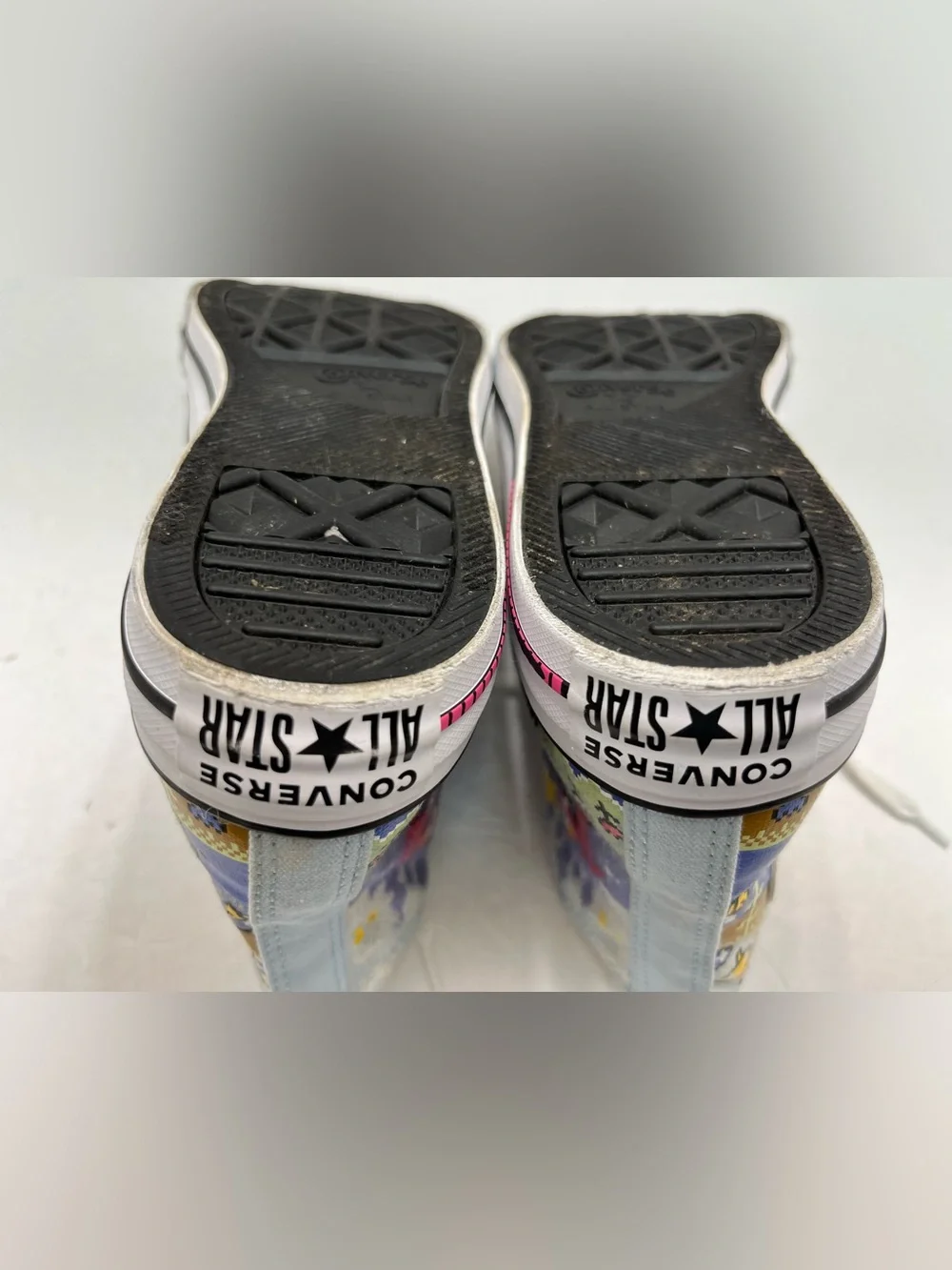 Converse Kids Light Blue High-Top Sneakers with Multicolor Floral Accents/Women7